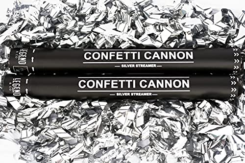 18" Silver Streamer Confetti Cannons (2 Pack)