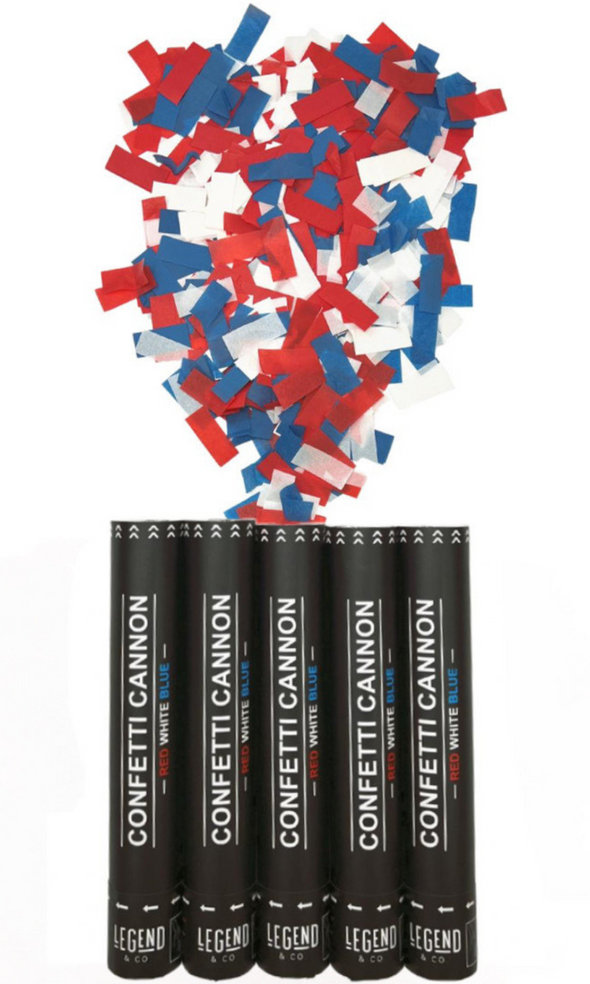 Red White and Blue Confetti Cannons (5 Pack)