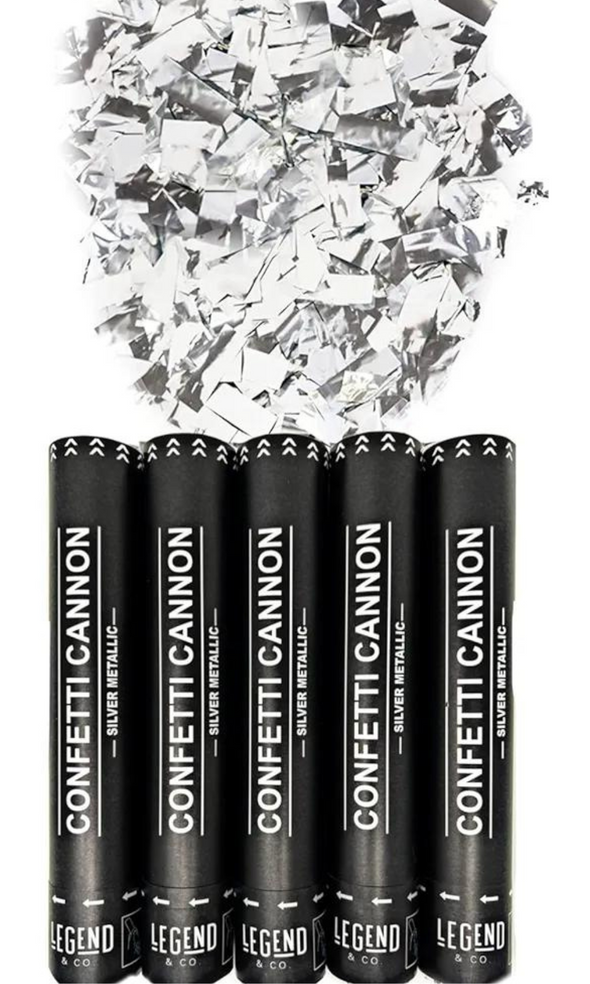 Silver Confetti Cannons (5 Pack)
