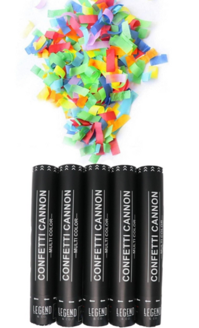 Legend and Co 12 inch multicolor confetti cannons 5 pack