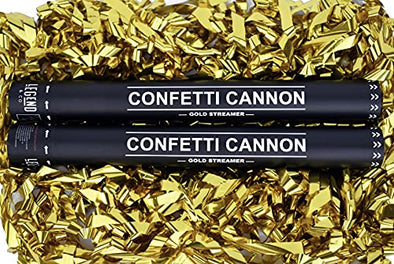 18" Gold Streamer Confetti Cannons (2 Pack)