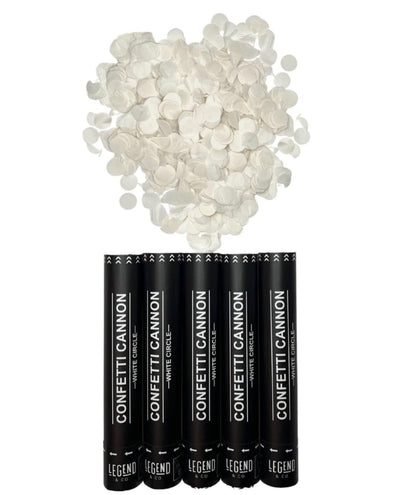 White Circle Confetti Cannons (5 Pack)